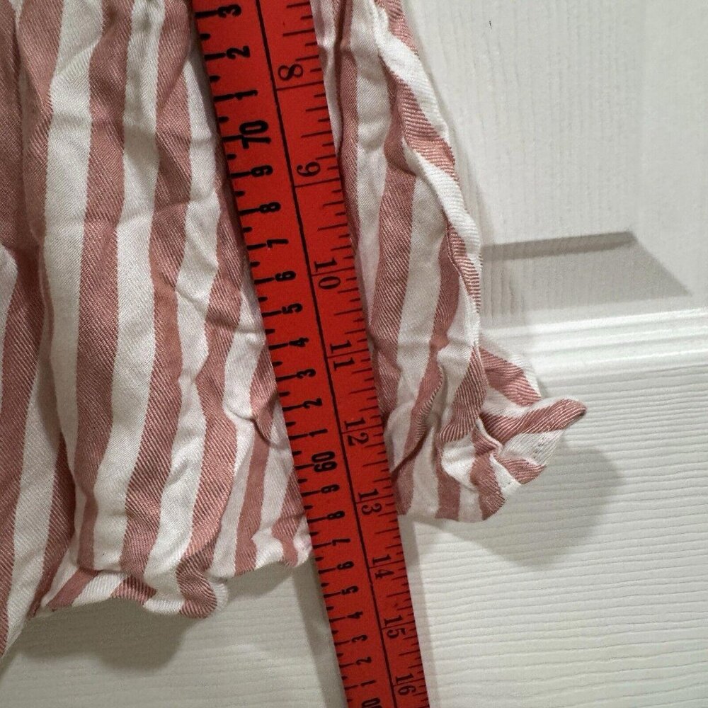Madewell Studio Ruffle-Hem Top in Cecilia Stripe‎ Size Xs Peplum Buttons Viscose - Picture 6 of 9